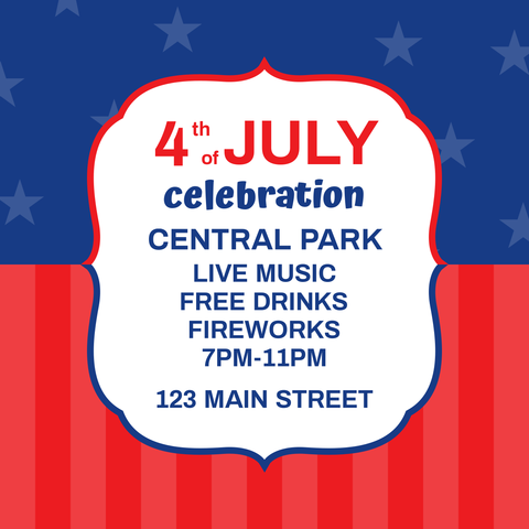 Stars and Stripes Patterns 4th of July Event Sign Template